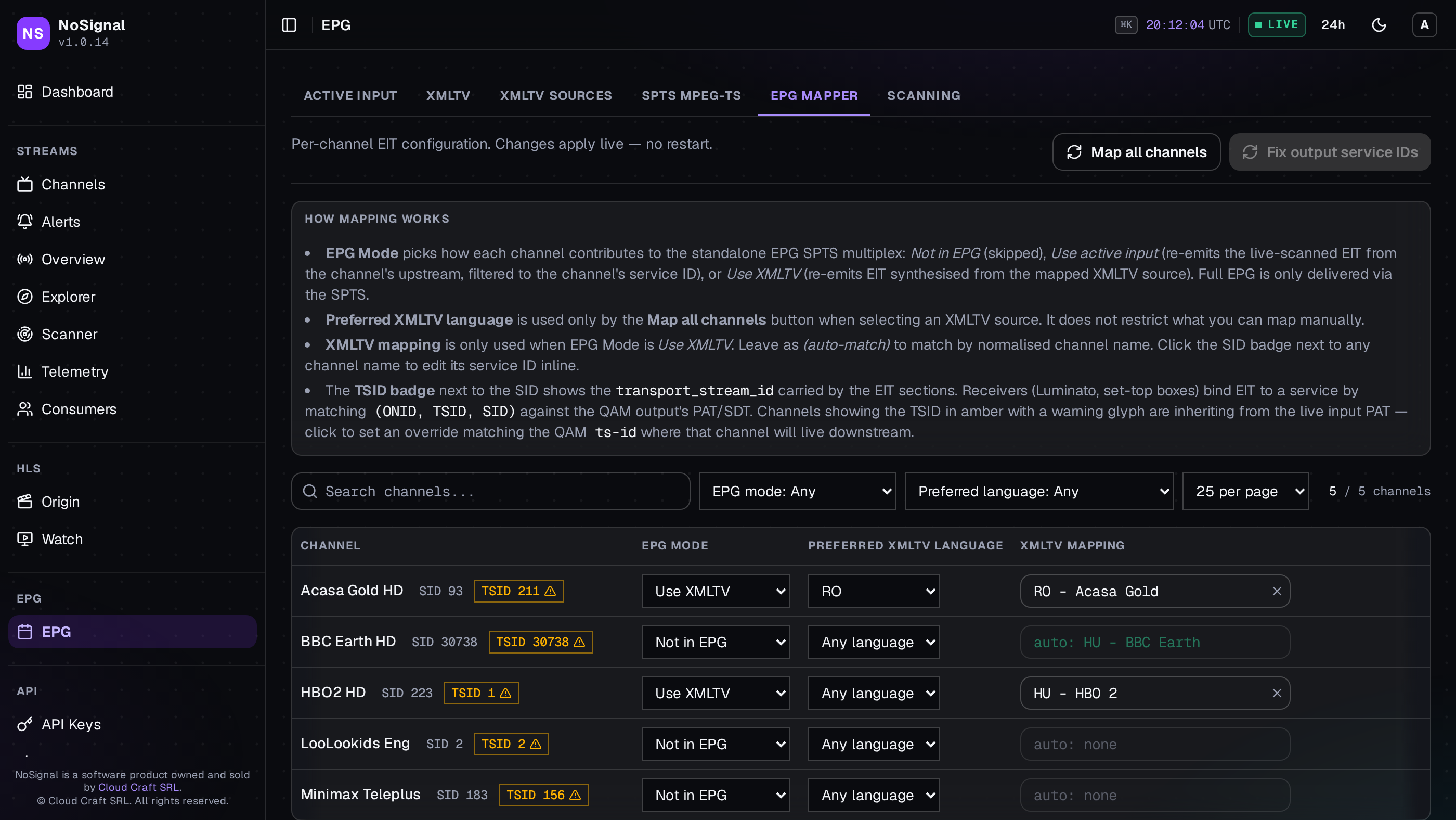 EPG mapper